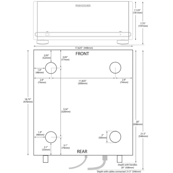 parasound-HALO-A52+size